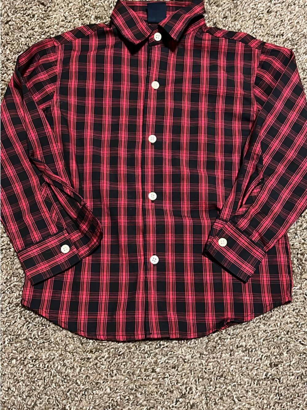 Izod Red and Black Plaid Button-Down Shirt 4/5